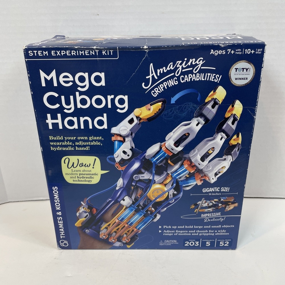 Thames & Kosmos STEM Kit Kids OS Blue Mega Cyborg Hand Hydraulic Robotics 620501